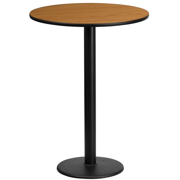 Flash Furniture 24'' Round Natural Laminate Table Top with 18'' Round Bar Height Table Base