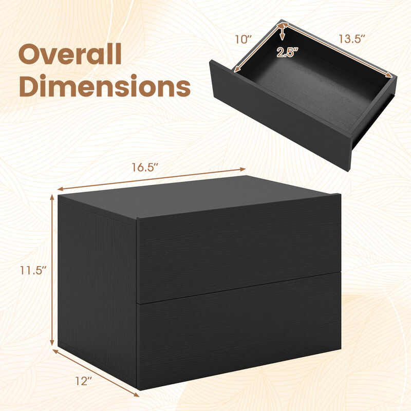 2 Packs Storage Drawers Wall Mounted Floating Nightstand for Bedroom image number 2