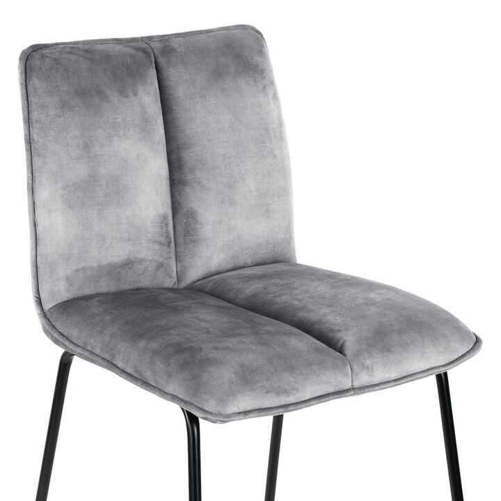 Glamour Home Set of 2 Avent Gray Fabric Counter Stool with Black Metal Legs