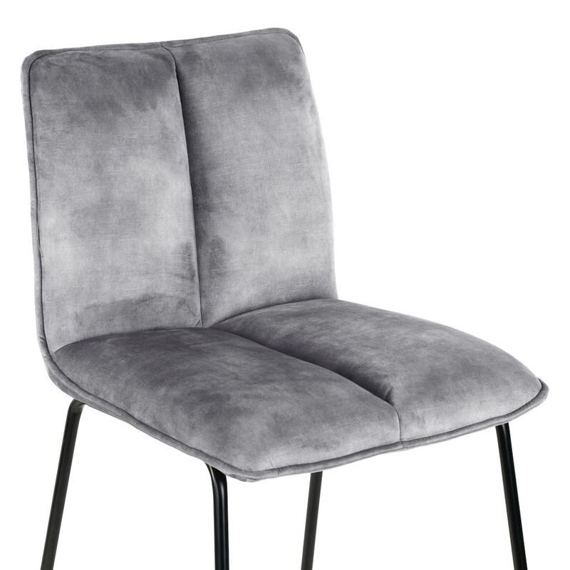 Glamour Home Set of 2 Avent Gray Fabric Counter Stool with Black Metal Legs