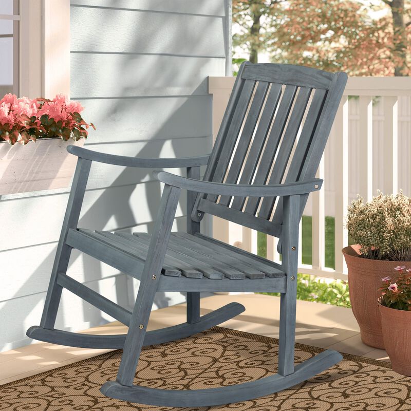 Penny Classic Slat Back Acacia Wood Patio Outdoor Rocking Chair