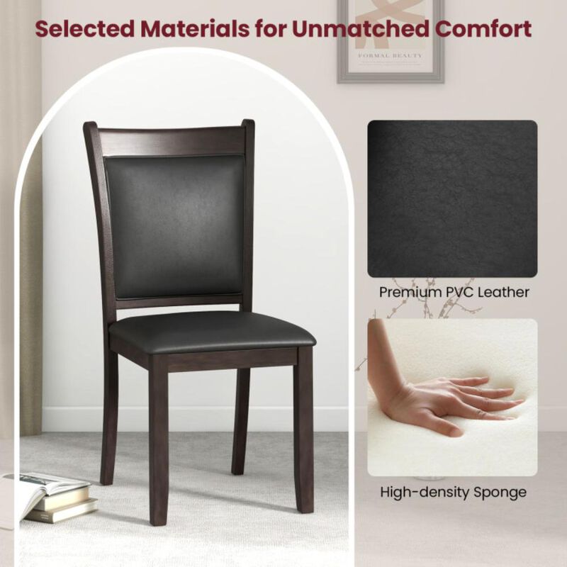 Hivvago Dining Chairs Set of 2 Faux Leather Upholstered Kitchen Side Chairs with Padded Seat