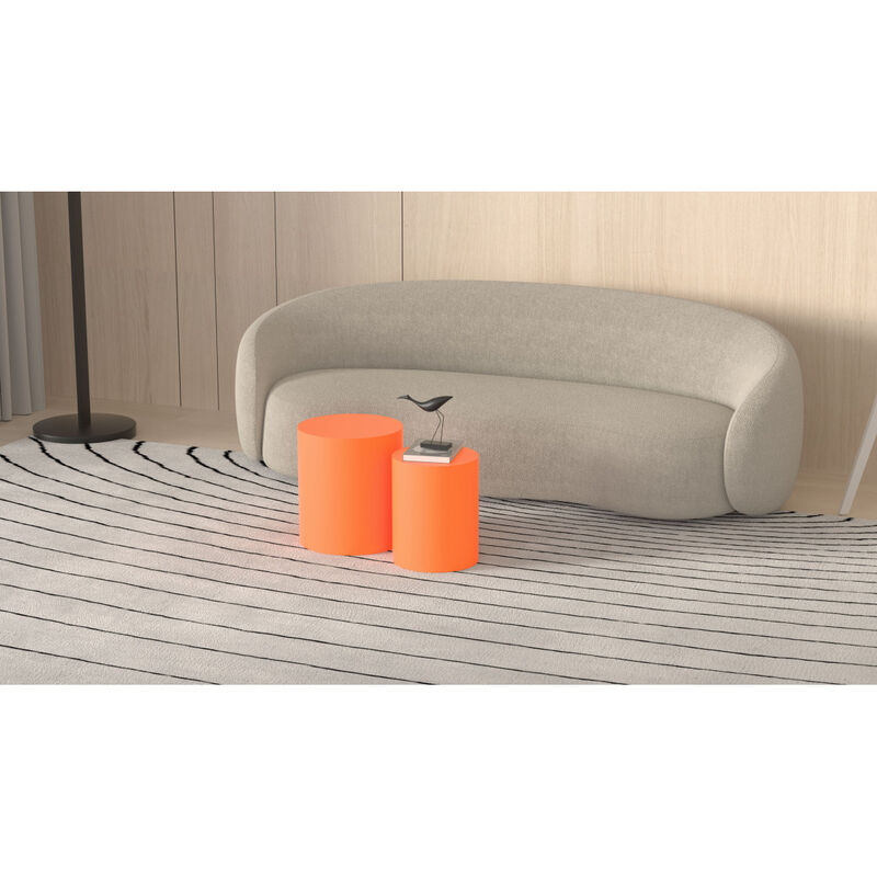 Upgrade MDF Nesting table set of 2, Multifunctional for Living room/Small Space/Goods Display, Bright Orange