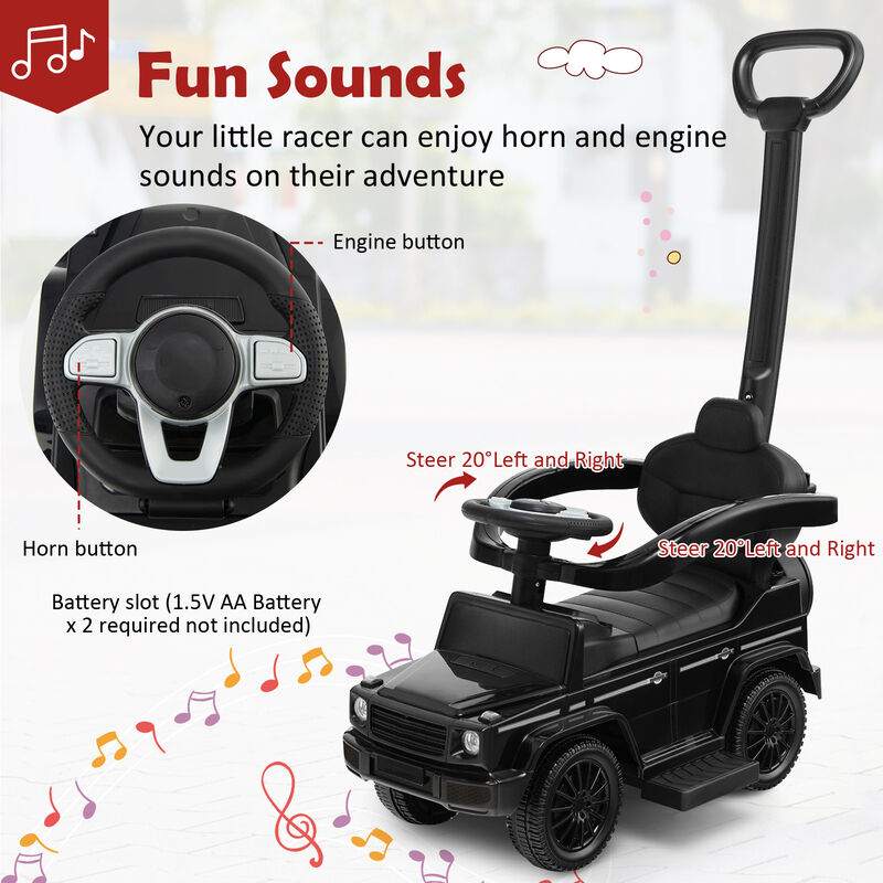 3-in-1 Kids Ride-On Push Car with Canopy for Toddler Outdoor Play image number 4