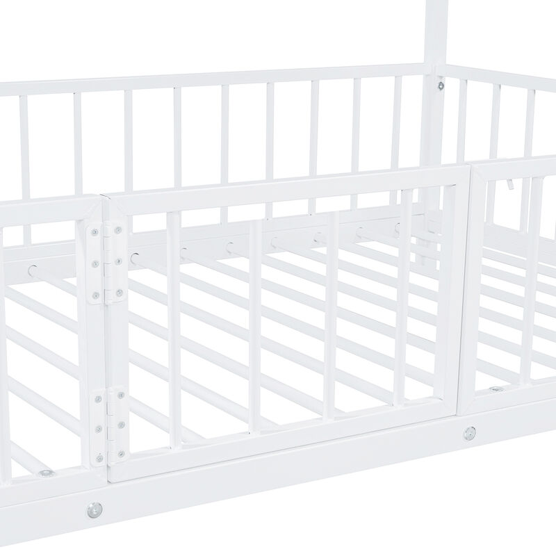 Merax Metal Bunk Bed with Slide and Guardrails
