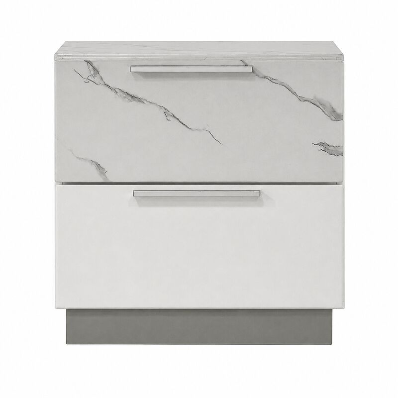 Lumirissiq Marble-Top 2-Drawer Nightstand image number 0