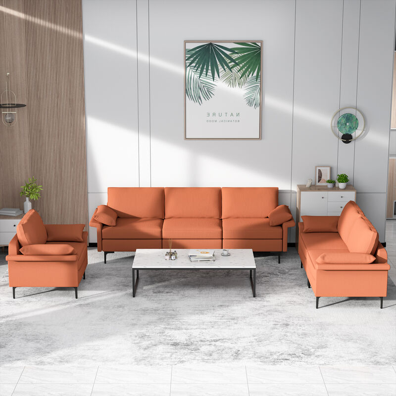 3-Seat Sectional Sofa with 2 USB Ports for 3-4 People Perfect for Modern Living Rooms image number 2