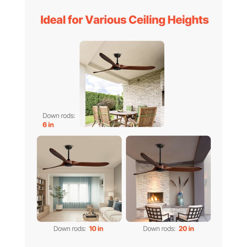 Modern 72 Inch Ceiling Fan without Light with Remote Control 6 Speeds image number 6