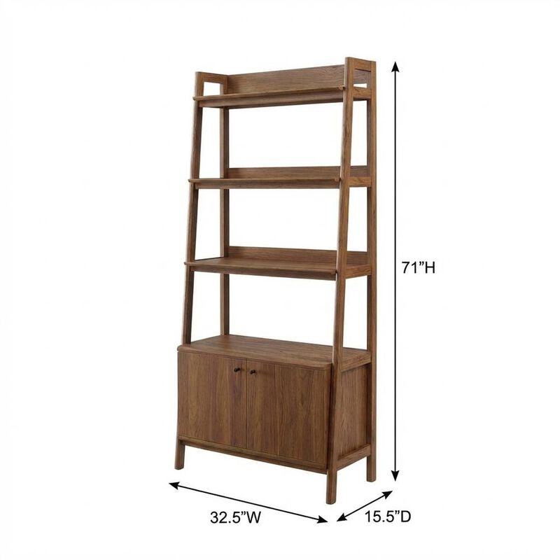 Wooden Bookshelf in Natural Finish with Open Storage Design image number 2