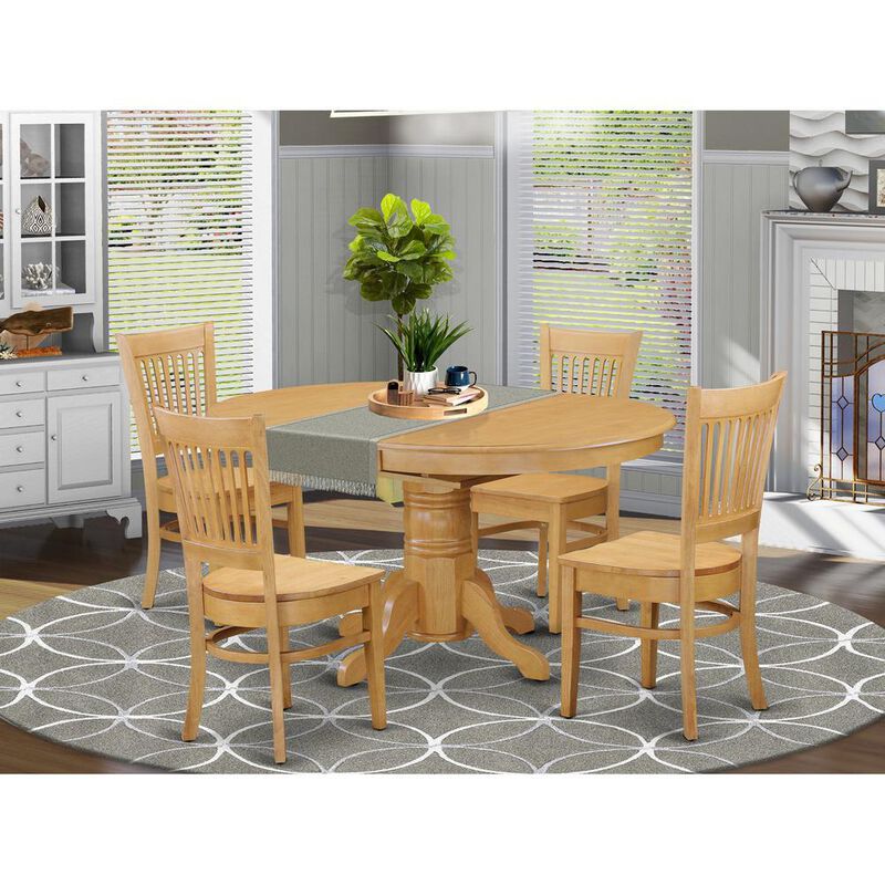 5 PC Dining room set for 4-Dinette Table with Leaf and 4 dinette Chairs.