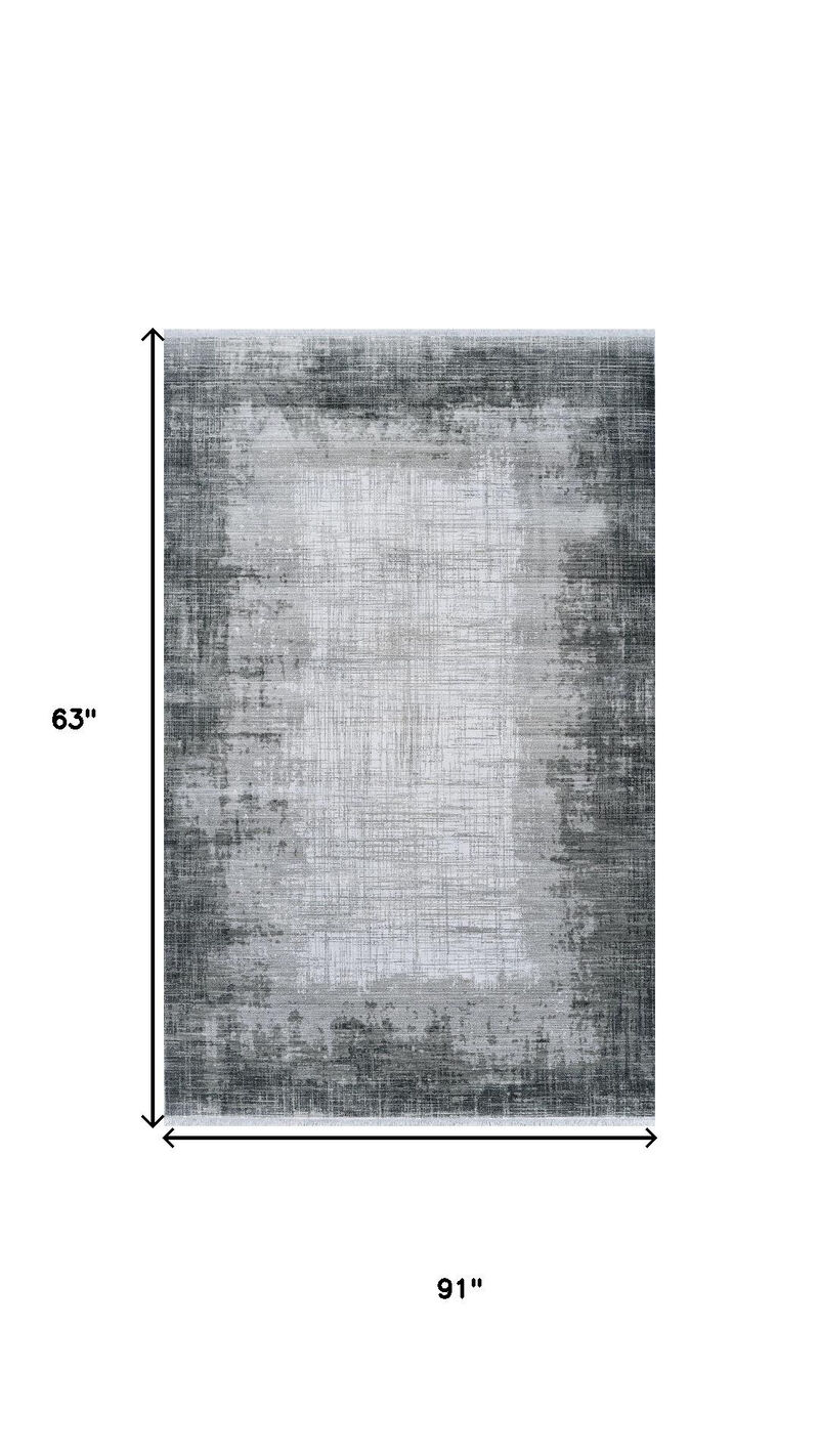 HomeRoots Abstract Distressed Area Rug With Fringe image number 2