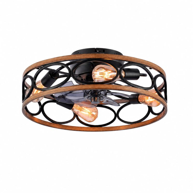 Caged Flush Mount Ceiling Fan with Lights image number 0