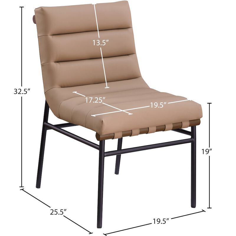 Meridian Furniture Burke Tan Vegan Leather Dining Chair, Set of 2
