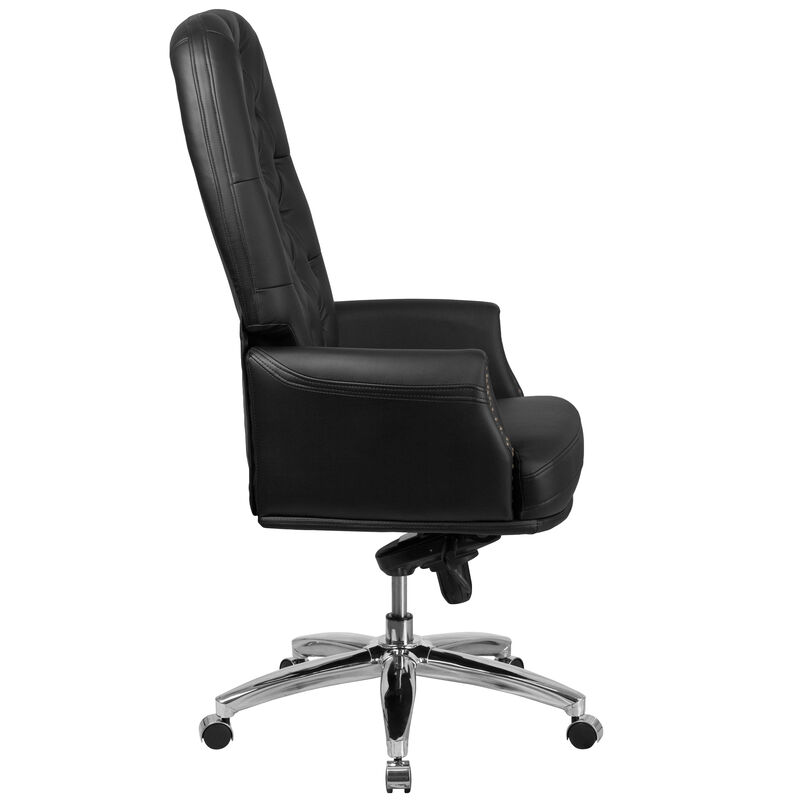 Hansel High Back Traditional Tufted Black LeatherSoft Multifunction Executive Swivel Ergonomic Office Chair with Arms