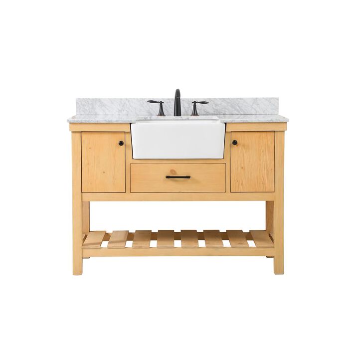 Elegant Kitchen and Bath 48 inch Single bathroom vanity in natural wood with backsplash