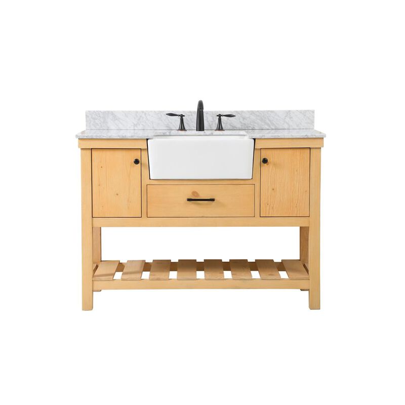 Elegant Kitchen and Bath 48 inch Single bathroom vanity in natural wood with backsplash