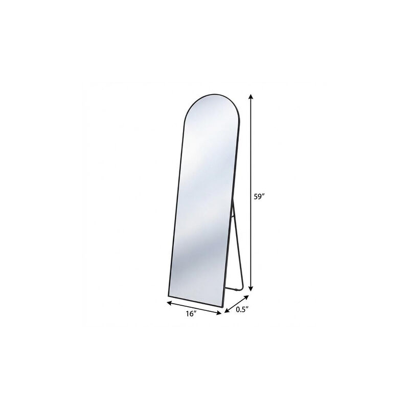 HomeRoots 59" Black Aluminum Arch Freestanding And Wall Mounted Framed Full Length Mirror image number 4