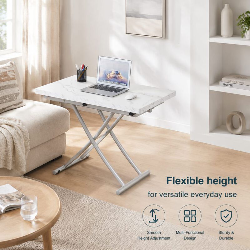 GOODSILO Multifunctional Adjustable Height Lifting Table Foldable Desktop for Home Office Dining Coffee Dressing Space Saving image number 4