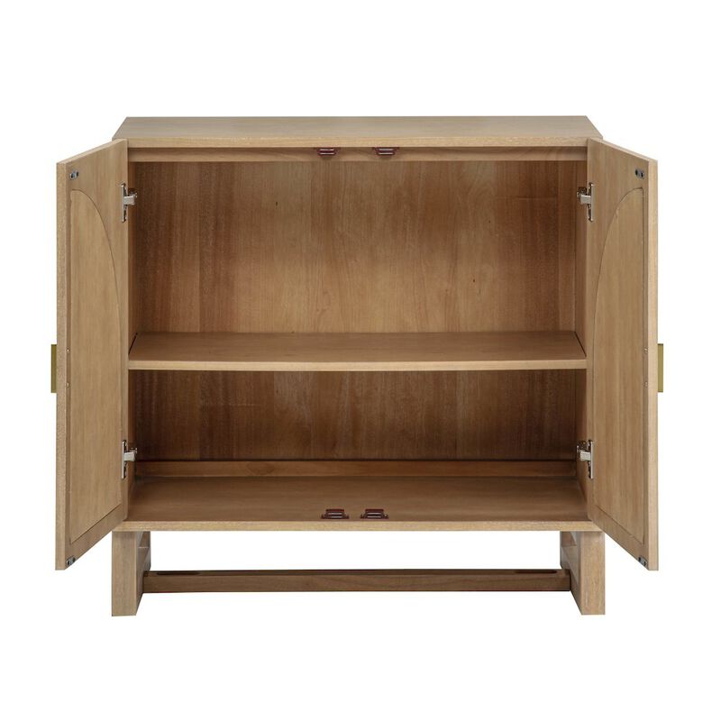 31" Wide 2-Door Accent Cabinet Natural Oak Wood Finish Boho Modern Sideboard image number 4