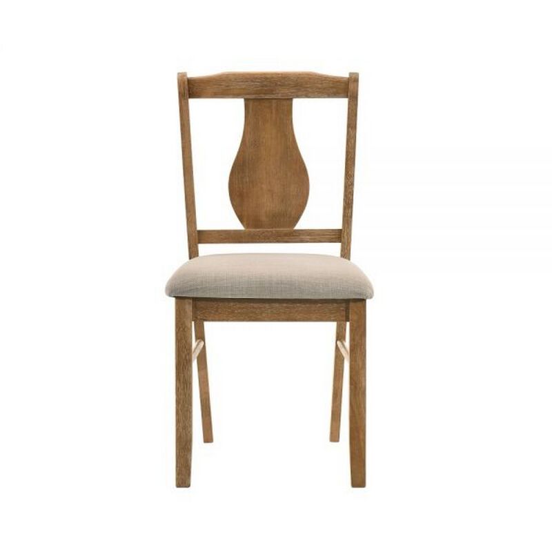 5 Piece Dining Table Set with 4 Chairs, Rubberwood, Weathered Oak