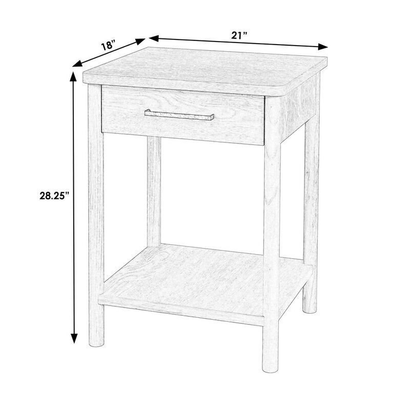 Butler Specialty Lennon 1 Drawer Rounded Leg Nightstand, Light Brown