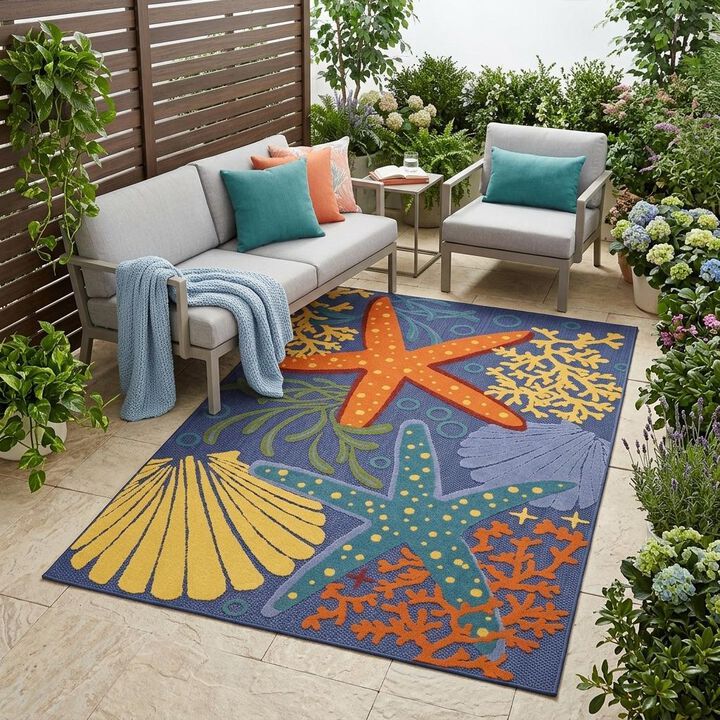 HomeRoots Starfish Indoor Outdoor Area Rug