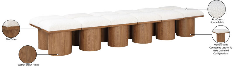 Meridian Furniture Pavilion Cream Boucle Fabric Bench