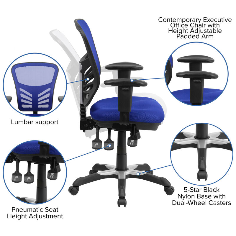 Nicholas Mid-Back Dark Gray Mesh Multifunction Executive Swivel Ergonomic Office Chair with Adjustable Arms image number 3