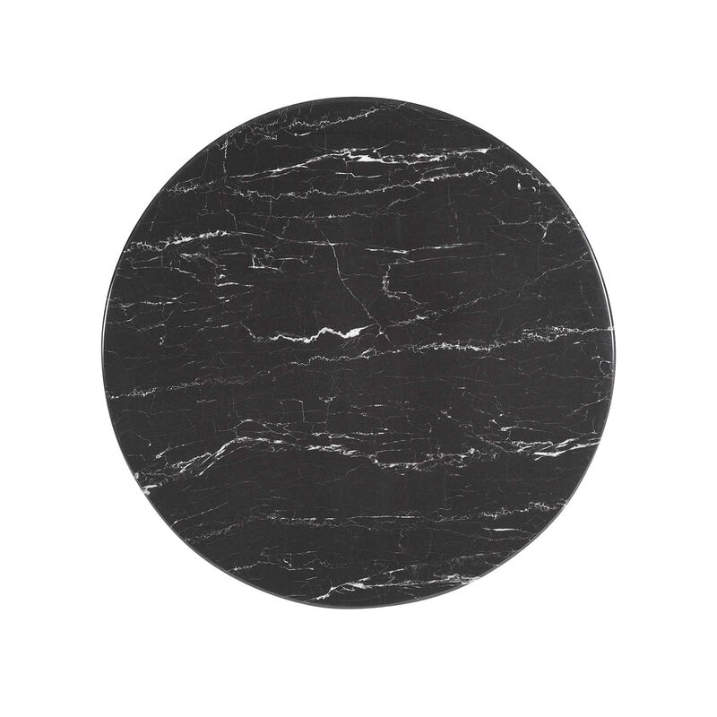 Modway Lippa Bar Table, 28" Artificial Marble Round Top, White Black