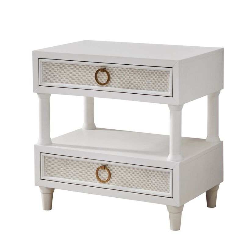 American Woodcrafters Switchgrass 2-Drawer with Open Shelf Nightstand - White