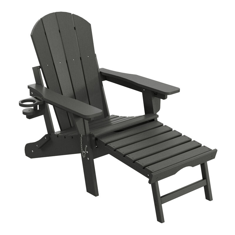 WestinTrends Folding Adjustable Adirondack Chair with Retractable Ottoman and Cup Holder (Set of 2) image number 2