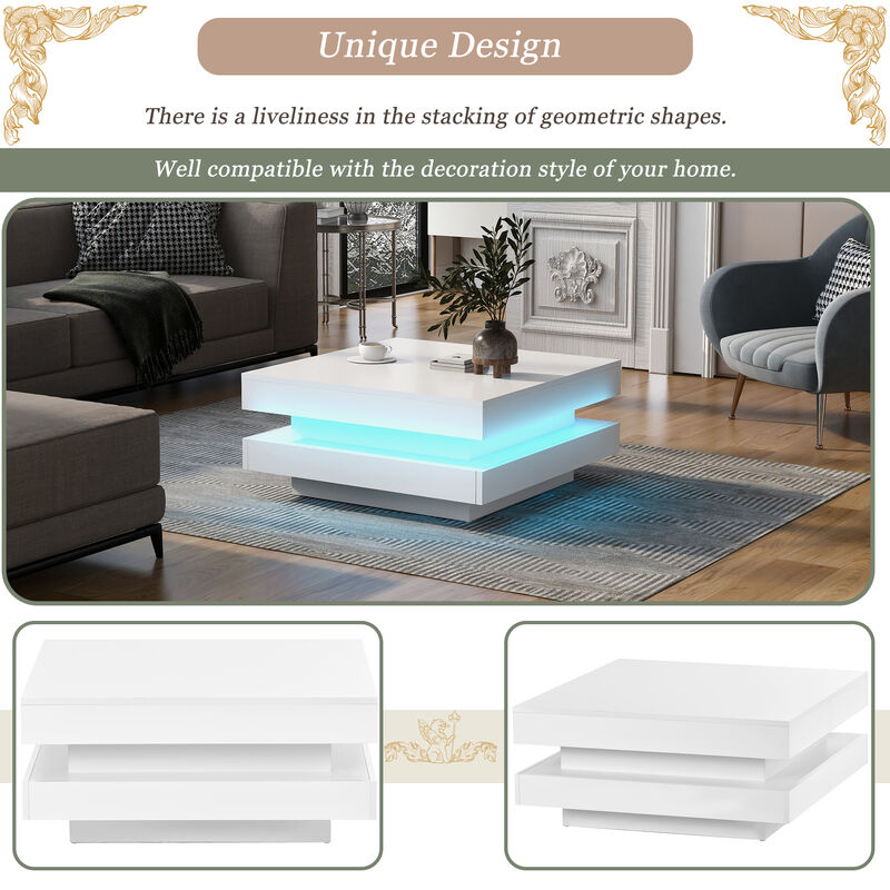 Merax 2-Tier Square Coffee Table