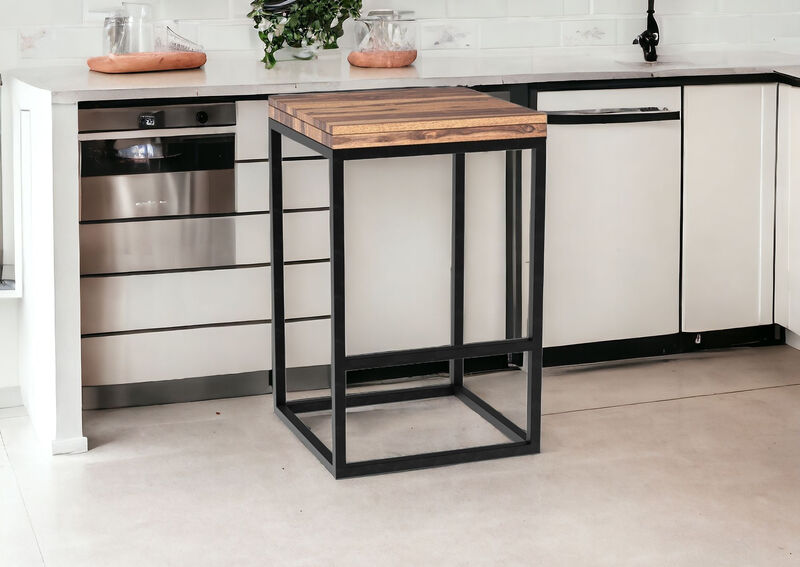 Metal Iron Backless Bar Chair, Counter Height Stool with Footrest for Dining Area