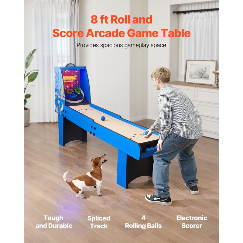 8ft Roll and Score Arcade Game Table with Electronic Scorer and 4 Balls image number 7