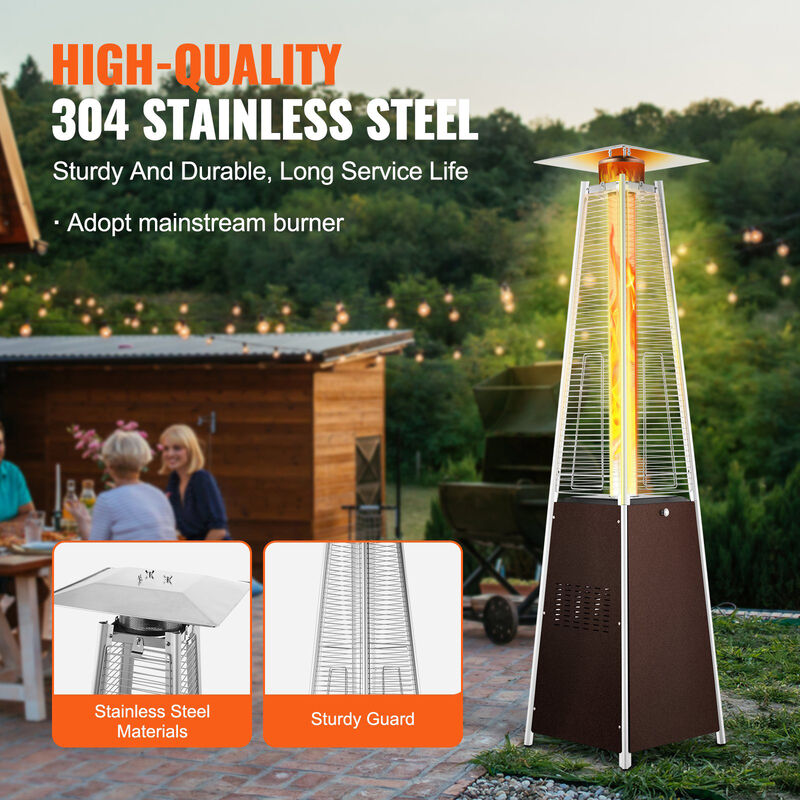 Tall Pyramid Propane Heater &ndash; Outdoor Gas Heater with Wheels for Patio, Terrace, and Garden