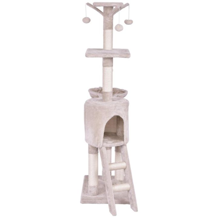 Hivvago 56 Inch Condo Scratching Posts Ladder Cat Play Tree