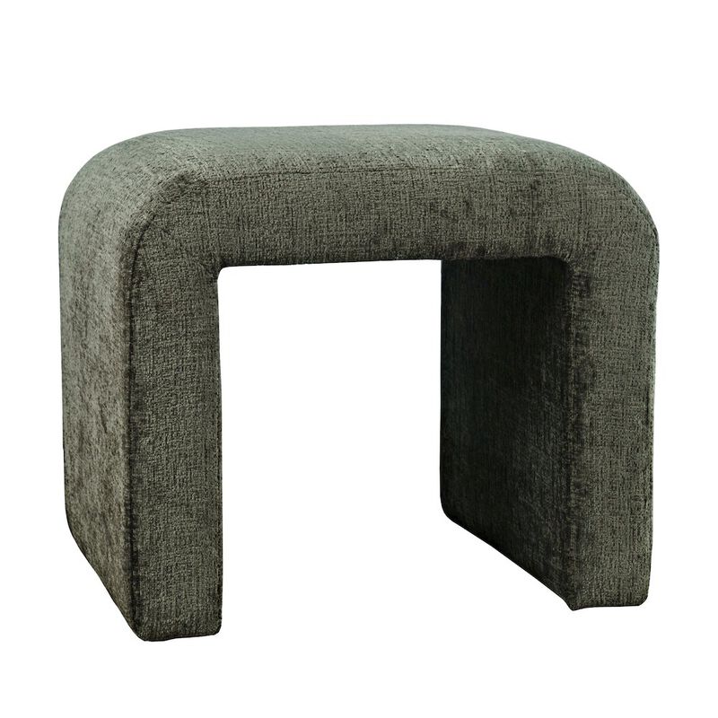 Jofran Modern Curved Upholstered Waterfall Jacquard Petite Ottoman Bench - Set of 2