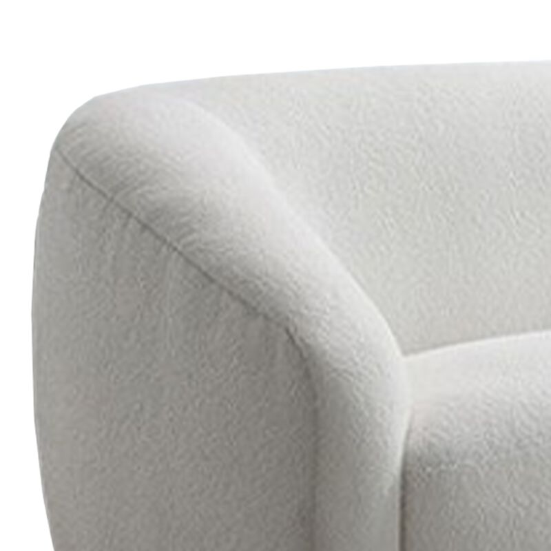 Oliver 2pc Sofa and Loveseat Set, Round Sloped Arms, Soft White Boucle - Benzara