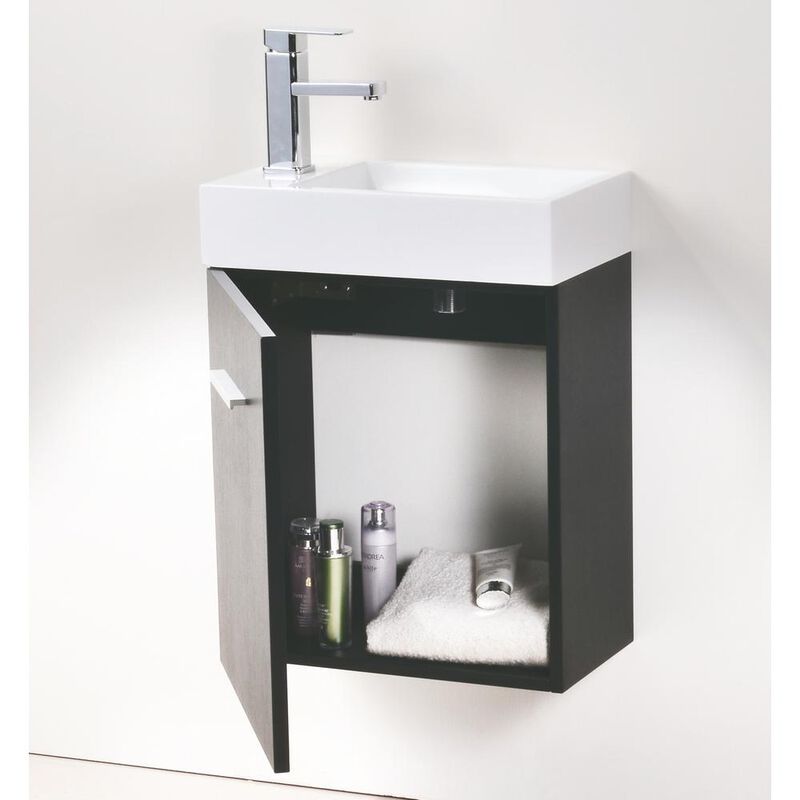 Kubebath Bliss 18 Black Wall Mount Modern Bathroom Vanity