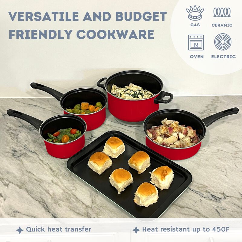 8-Piece Non-Stick Carbon Steel Cookware Set with Cookie Sheet