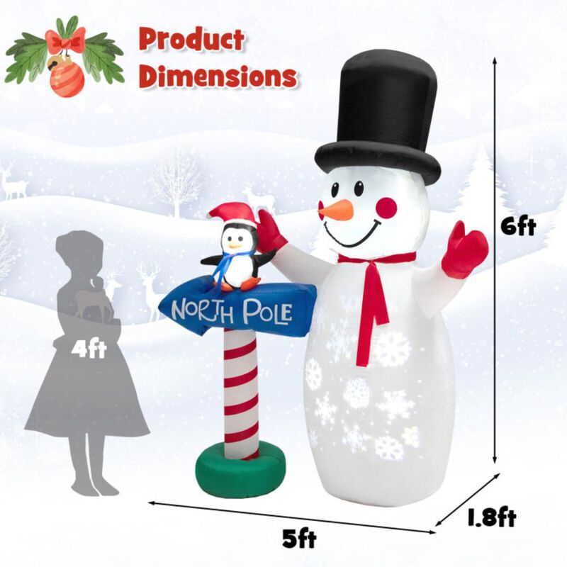 Hivvago Inflatable Christmas Decoration with Built-in Snowflake Projector