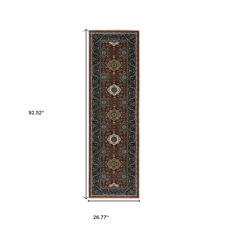 HomeRoots Medallion Runner Rug With Fringe image number 4