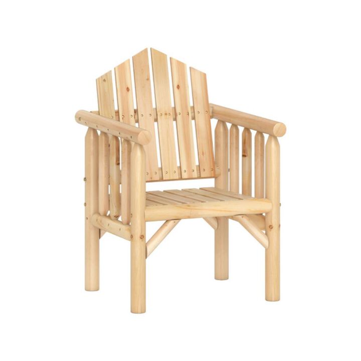Hivvago Outdoor Wood Armchair Wooden Patio Dining Chair with Armrests