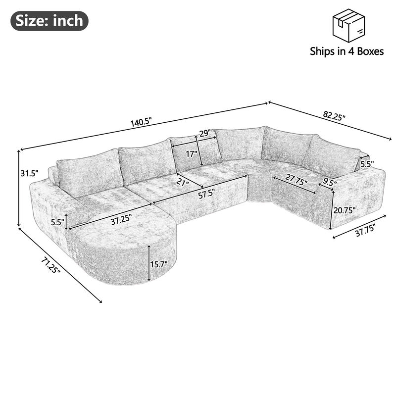 Miksa Oversized Chenille Modular Sectional Sofa image number 9