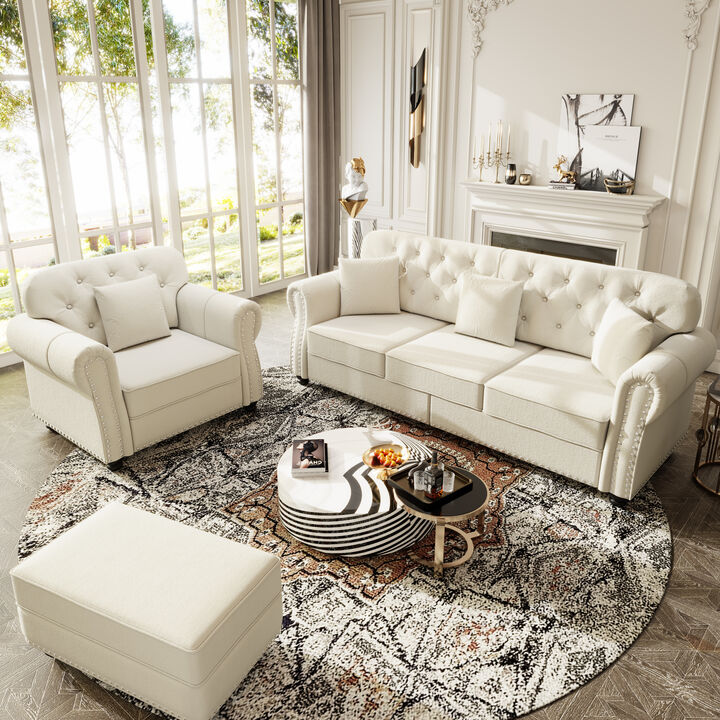 Upholstered Velvet Sofa 4 Seat