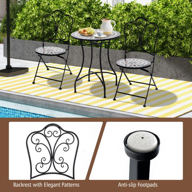 Hivvago Set of 2 Patio Mosaic Chairs Metal Folding Chairs