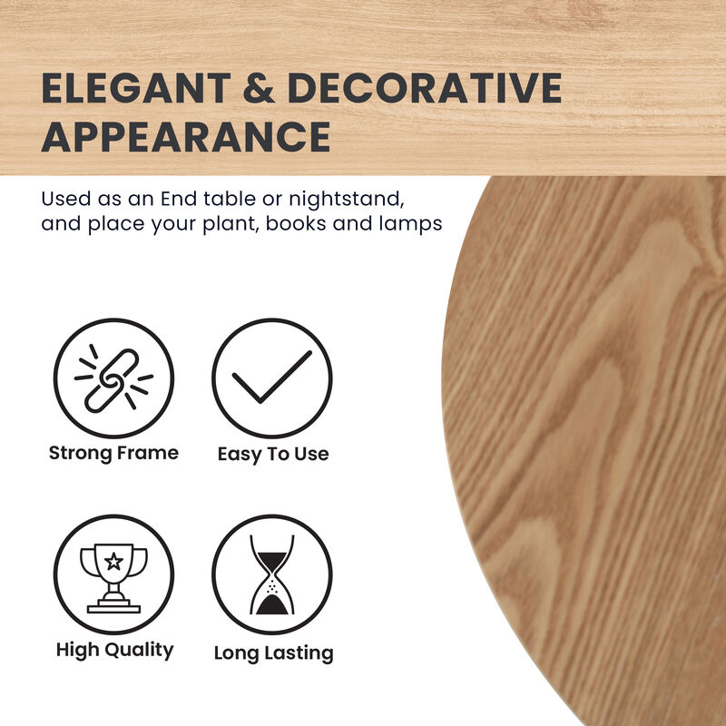 LeisureMod Rossmore Modern Round Side Table with White Steel Frame &ndash; Sleek Accent Table for Living Room, Bedroom, and Contemporary Spaces