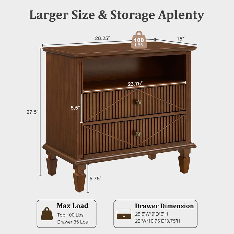 Muquup Farmhouse Nightstand with Charging Station image number 6