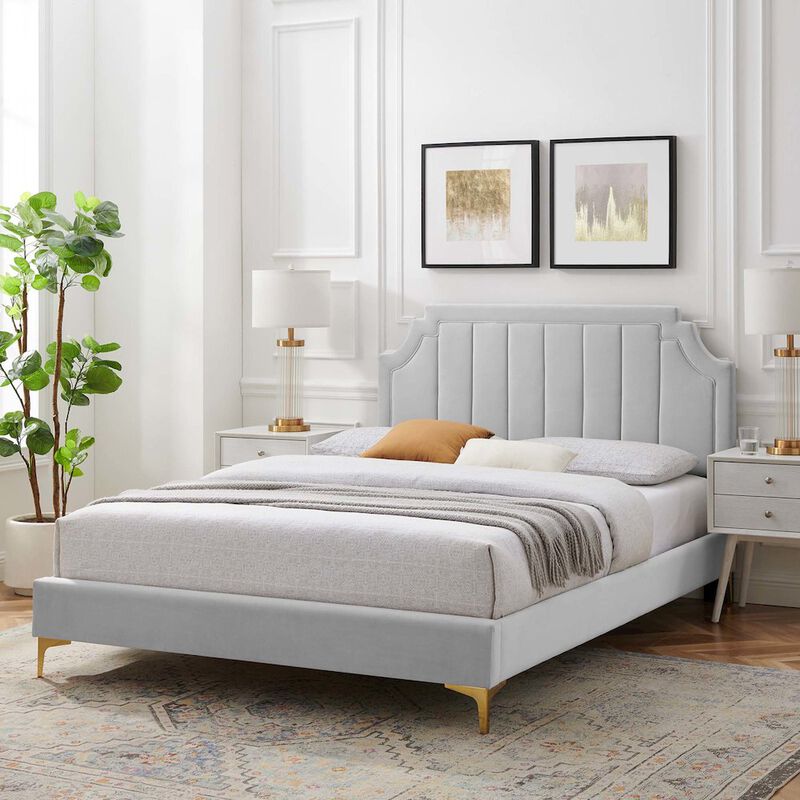 Sienna Performance Velvet Full Platform Bed image number 7