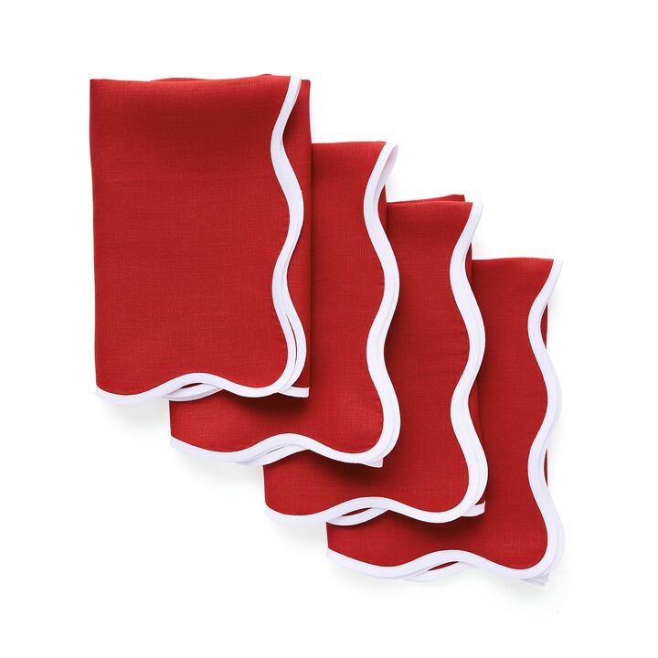 Linen Dinner Napkins - Giselle Scallop Edge